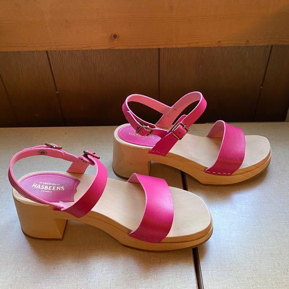Swedish Hasbeens Pink Gittan Sandal size 38/8 worn once in box - Picture 5 of 9
